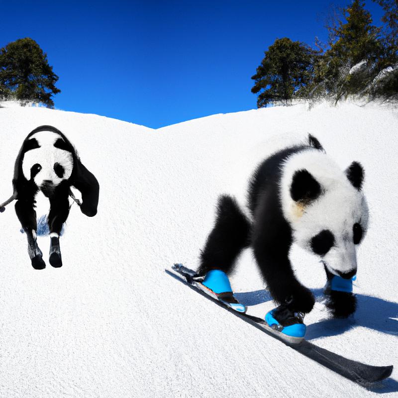 Extrémní sport: Závod na lyžích s pandou - foto 1