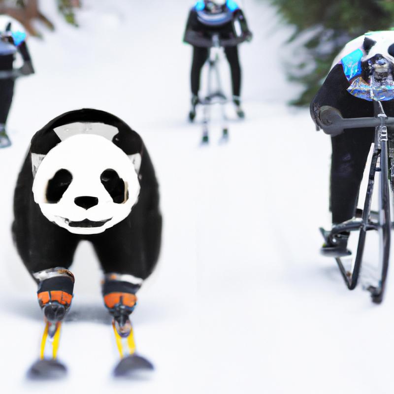 Extrémní sport: Závod na lyžích s pandou - foto 2