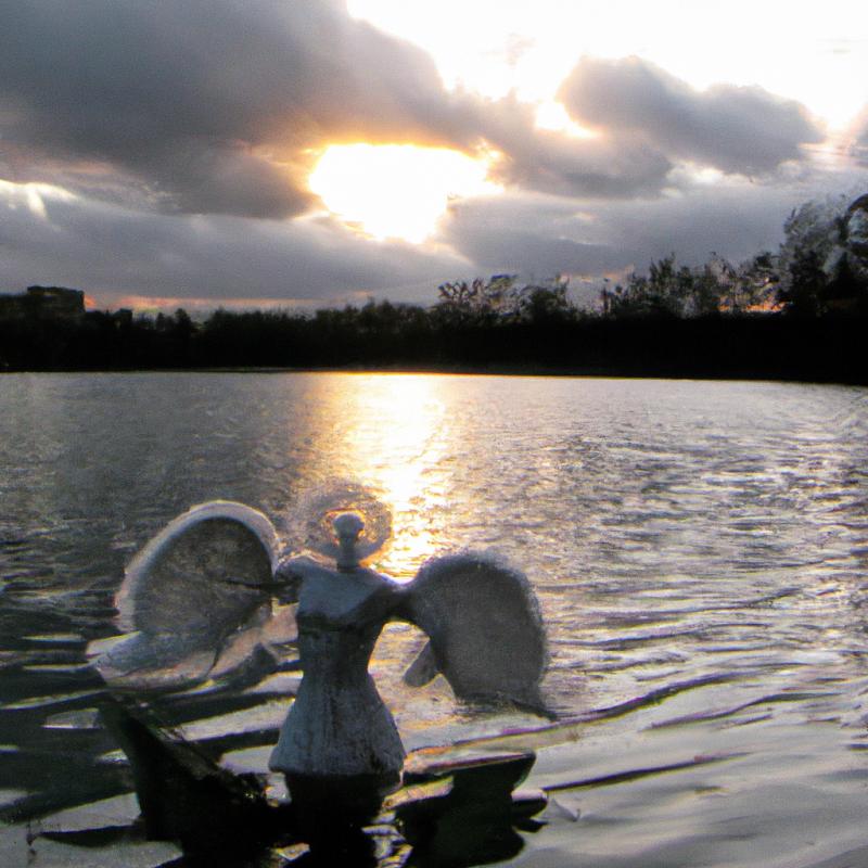 Zjevení apokalyptického strážce: statný anděl vyzvednutý z hladiny jezera - foto 1